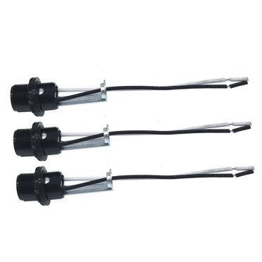 TWDRTDD Douille de Lumière E12 - Support de Lampe E12 avec Fil de 6 Pouces, Douille de Base pour Candélabre Phénolique pour Ampoule DEL Incandescente E12 (3, Fils, avec Anneau et Sucet)