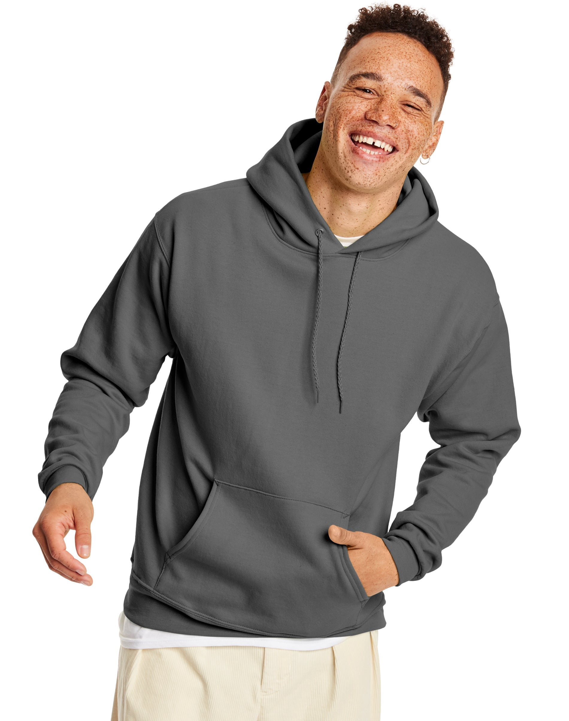 Hanes Mens EcoSmart Fleece Hoodie, XL, Smoke Gray