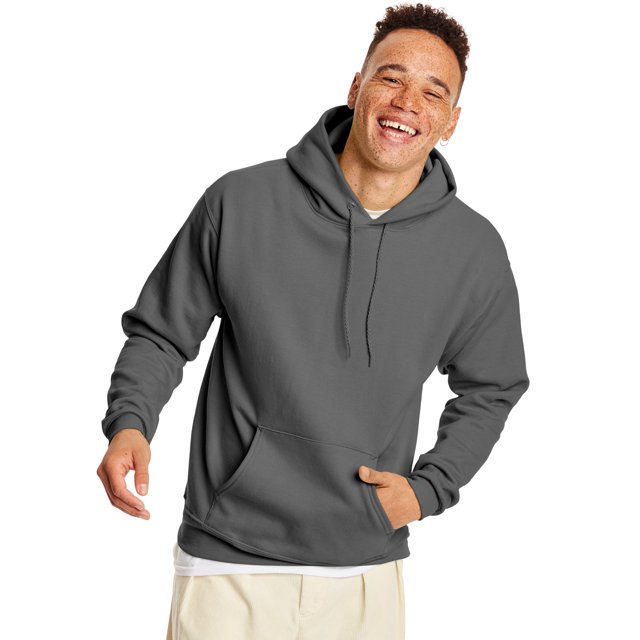 Hanes pour Hommes EcoSmart Chandail à Capuchon en Molleton, L, Gris Fumée
