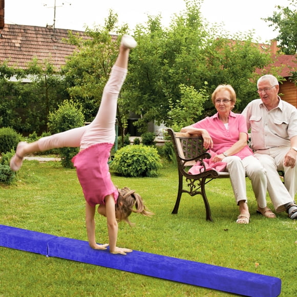 Costway 7FT Folding Floor Balance Beam Gymnastics Equipment for Practice Training Blue