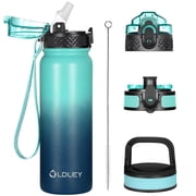 Insulated Water Bottle 20oz Kids Water Bottles with Straw/Chug/Carabiner 3 Lids