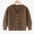 thumbnail image 2 of Tranfacy Long Sleeve Shirts for Girls, Fall Tops, Children Long Sleeve Fleece Knitted Cardigan Solid Color V-Neck Sweater Button Shirts, 2 of 6