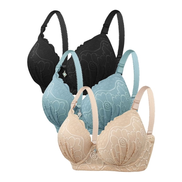 LLYwey Sports Bras for Women No Padding On Clearance Women's Solid Color Underwire Oversized Push up Underwear Daily Bra Big & Tall Size Nylon Lightly Lined Bra Style LW-130 Beige M