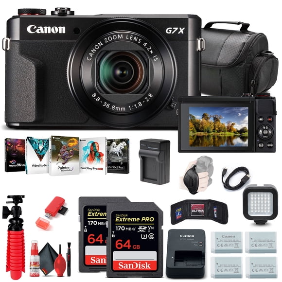 Canon PowerShot G7 X Mark II Appareil Photo Numérique avec 2 X Cartes 64 Go et 3 Batteries (Modèle International)