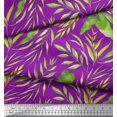 thumbnail image 2 of Soimoi Purple Heavy Satin Fabric Leaf Leaves Printed Fabric 1 Yard 54 Inch Wide, 2 of 3