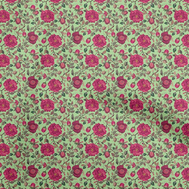 oneOone Georgette Viscose Mint Green Fabric Florals Sewing Material Print Fabric By The Yard 42 Inch Wide