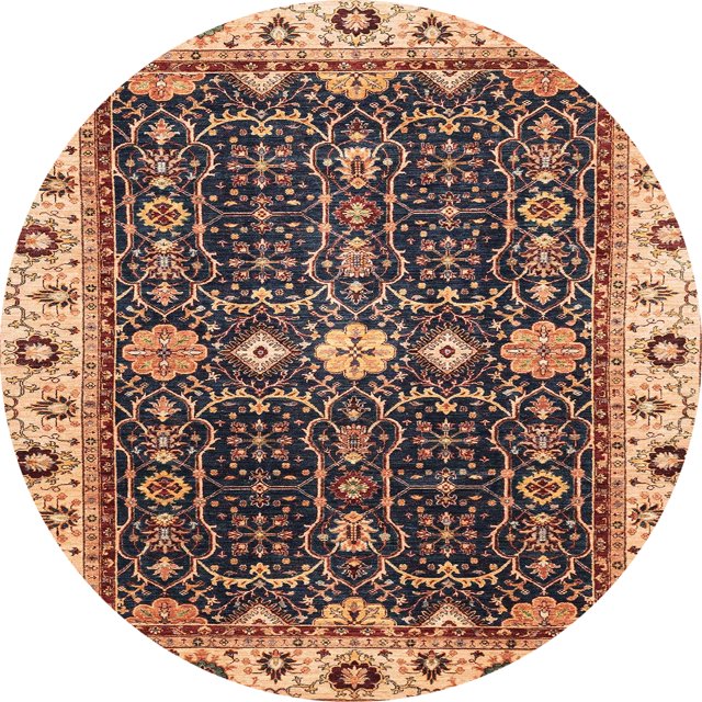 Ahgly Company Tapis d'Intérieur Ronds Abstraits Rouge Brun à Motifs Géométriques, 4 Pieds Rond