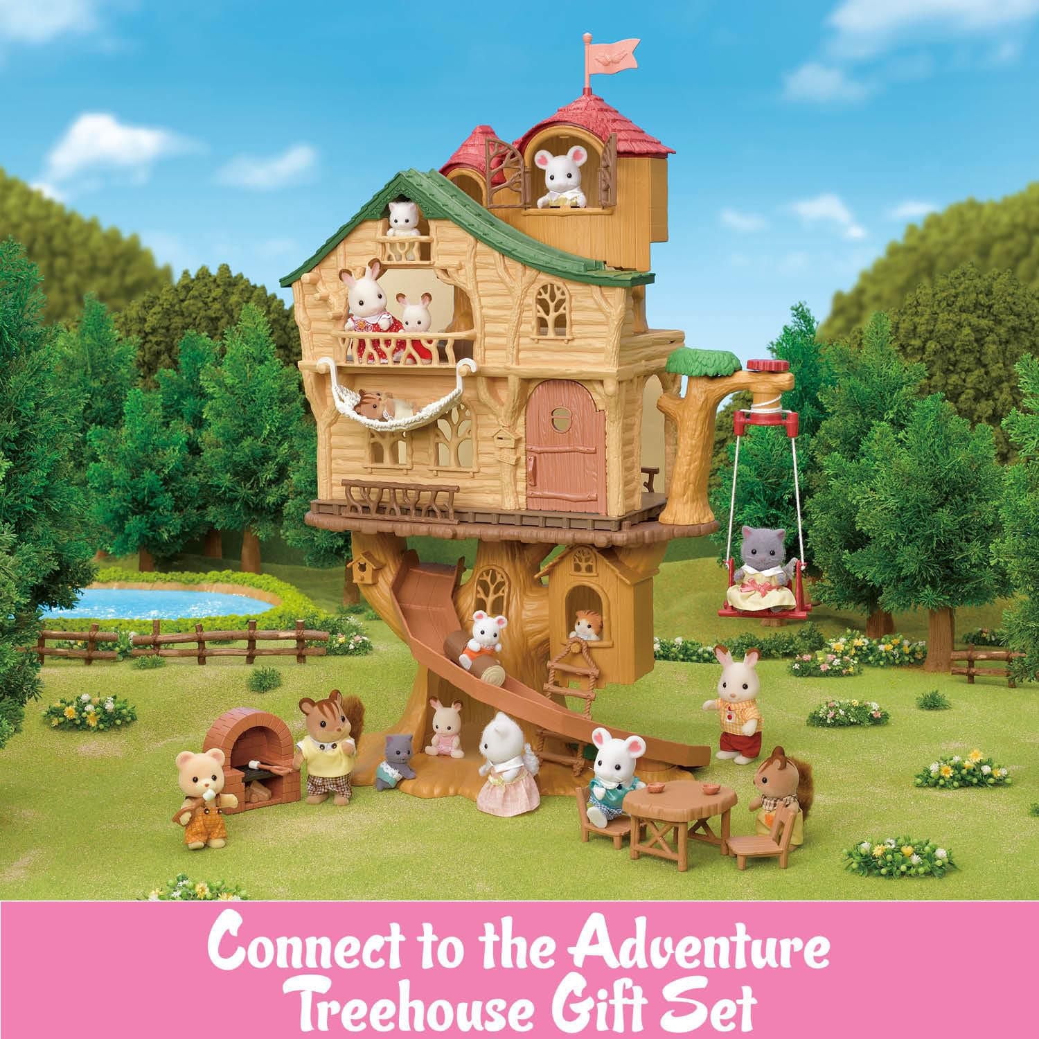 Coffret-cadeau - Auberge au bord du lac de Calico Critters, ensemble de jeu pour maison de poupée avec meubles et figurine