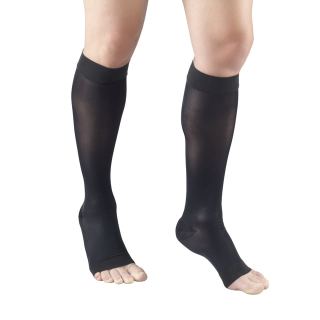 Truform Sheer Knee High Stockings, Open Toe: 15 - 20 mmHg, Charcoal, Small