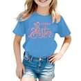 thumbnail image 1 of LUOGENLI T-Shirt pour Filles Mode Décontractée pour Enfants Imprimé Col Rond Manches Courtes T-Shirts pour Filles Tendance Été Bleu 12-13 Ans, 1 of 4