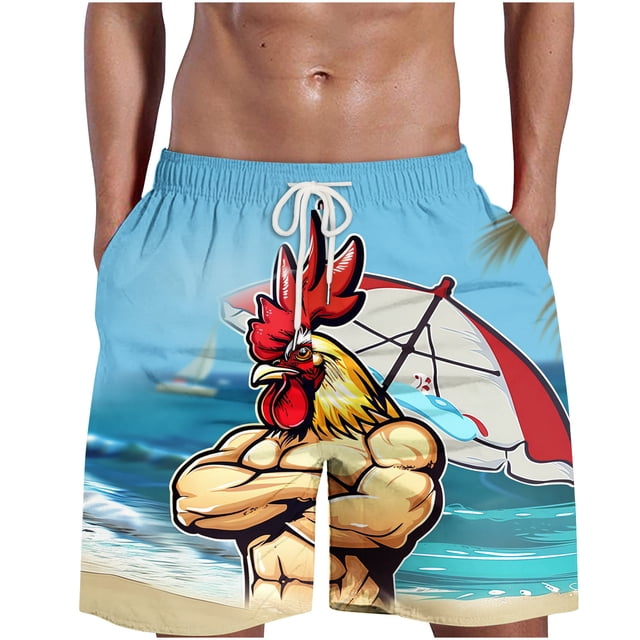Birdeem Shorts pour Hommes Shorts pour Hommes Impression Flamme Spéciale Imprimé Coq Plage Décontracté Short Pantalon