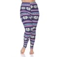thumbnail image 1 of White Mark PS210-192 Plus Printed Leggings, Navy & Fuchsia - One Size, 1 of 5