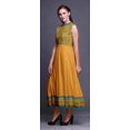 thumbnail image 3 of Bimba Honey Orange2 Damassé Imprimé Femme Designer Col Mandarin Robe Anarkali Ethnique Indienne Kurta Petit, 3 of 6