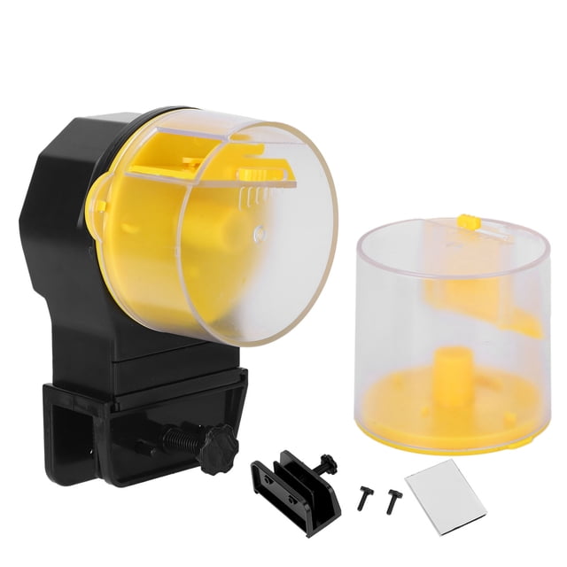 Fish Food Dispenser, Easy Installation Dry Granular Flake Food Aquarium Fish Feeder For Fish Blue,Yellow