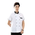 thumbnail image 4 of pitrice Chef Uniforms Women Short Sleeve Chef Coat Double Breasted Working Jacket Restaurant Kitchen Cooking Clothes Workwear White 3XL, 4 of 9