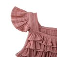 thumbnail image 3 of Toddler Baby Girls Fly Sleeve Ruffled Waistband Romper Outfits, 3 of 4