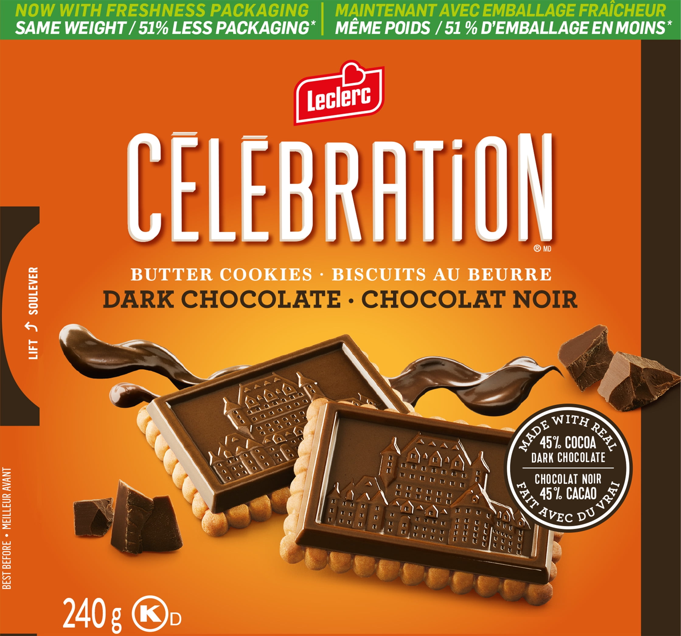 Biscuit Tablet Chocolat Noir 45% Celebration Leclerc