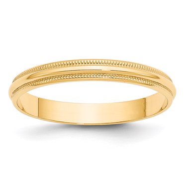 14KY 3mm LTW Milgrain Half Round Band Size 7.5 Size 7.5