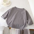 thumbnail image 1 of RXIRUCGD T-shirt à Manches Longues pour Enfants, Col Rond Uni, Haut à Manches Longues (Gris, Taille : 110), 1 of 3