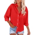 thumbnail image 1 of AherBiu Womens Button down Shirts Long Sleeve Casual Fall Tops Cotton Linen Loose Collared Blouses, 1 of 5