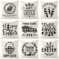 thumbnail image 1 of Volkmi 1 Piece Linen Easter Black and White Pattern Pillowcase 45*45cm 3, 1 of 6