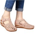 thumbnail image 2 of Dvkptbk Sandales Compensées à Plateforme avec Semelle en Caoutchouc pour Femmes, Filles - Bout Rond Fermé Confortable, Fermeture Ajustable à Crochet et Boucle, Sandales Plates Décontractées d'Extérieur pour l'Été, Plage - Été, 2 of 4