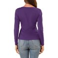 thumbnail image 3 of INSPIRE CHIC Women's Round Neck Front Twist Long Sleeve Blouse Tops, 3 of 5