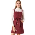 thumbnail image 1 of INSPIRE CHIC Robe Salopette en Denim Classique pour Femmes à Bretelles Ajustables, Coupe Trapèze, 1 of 6
