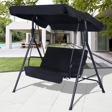 Costway 2 Person Outdoor Patio Swing Canopy Awning Yard Furniture Hammock Steel Black