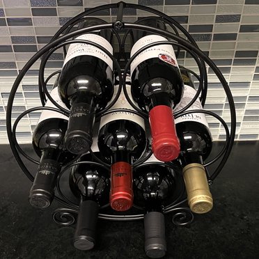 BiJun Casiers à Vin de Comptoir, Support de Rangement pour Vin en Métal Autoportant, Porte-Bouteille d'Eau-noir