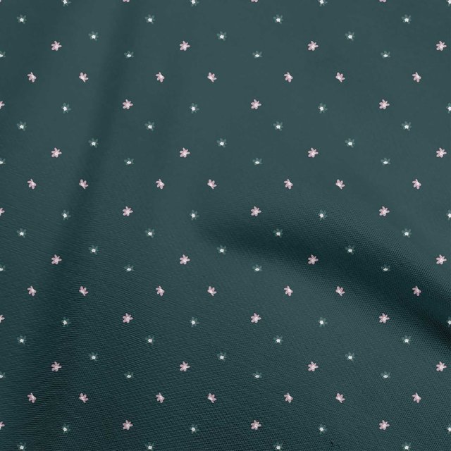 oneOone Coton Cambric Bleu Sarcelle Foncé Tissu Floral Matière de Robe Tissu Imprimé Tissu au Mètre 56 Pouces de Large