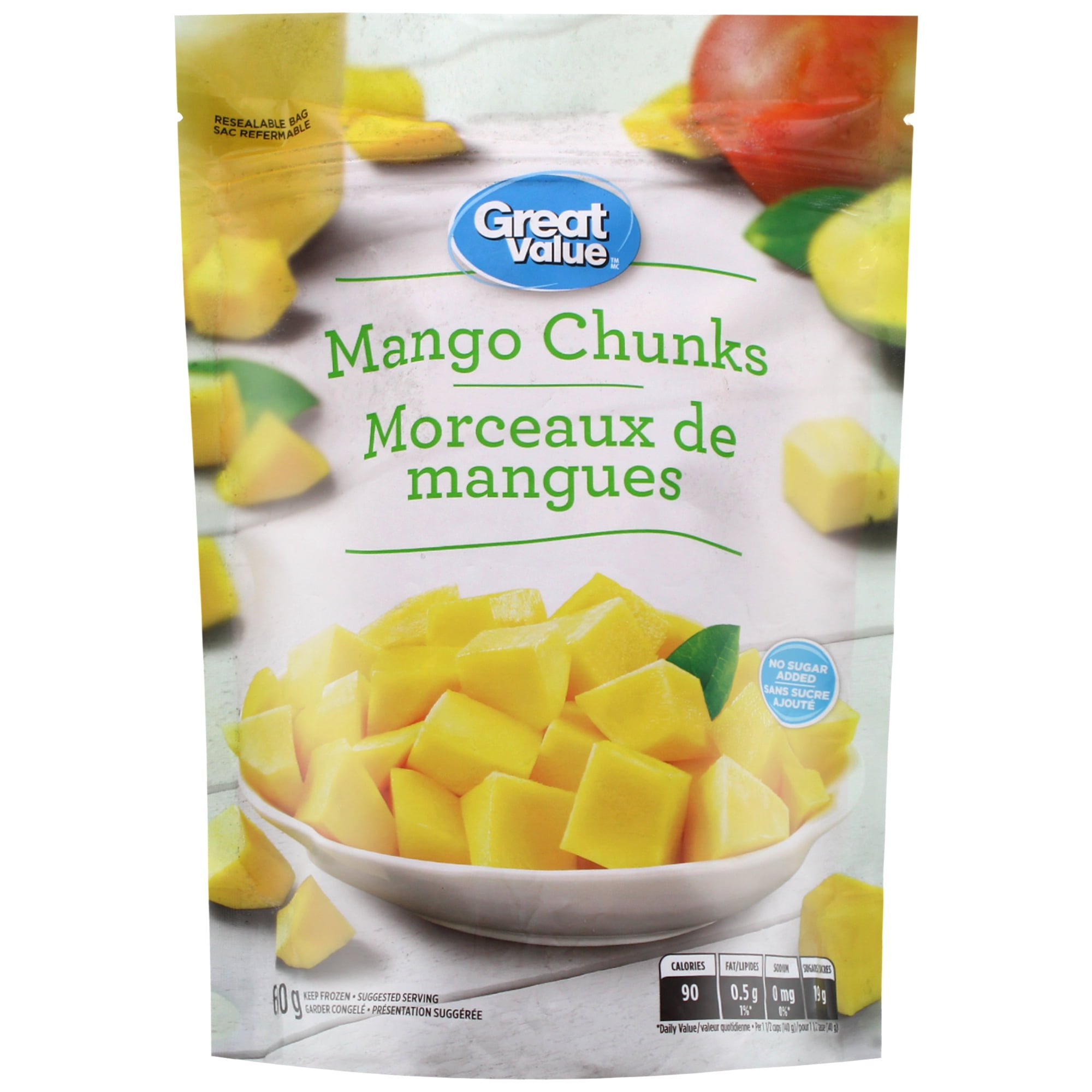 Morceaux de mangue congelés Great Value 600g