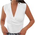 thumbnail image 2 of LSLJS Blouse Haut Uni à Manches Courtes à Col en V Confortable et Décontracté pour Femmes, Camisole Débardeur pour Femmes, 2 of 7