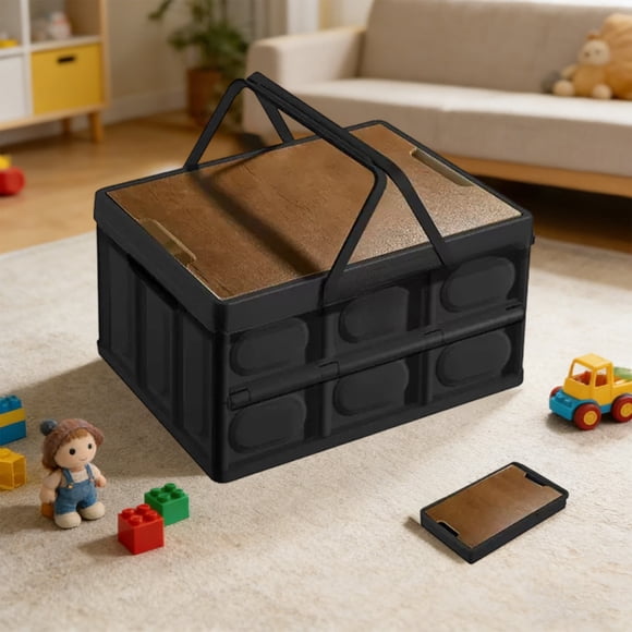 Dvkptbk Outdoor Camping Storage Box Camping Wooden Lid Storage Box Car Trunk Organizing Box Picnic Folding Box with Handle home decor