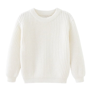 MeetoTime Toddler Baby Long Sleeved Warm Round Neck Sweater Solid Color Knitted Tops for Girls Baby Clothes