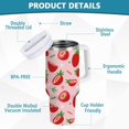 thumbnail image 3 of Gobelet de 30 oz avec Poignée, Couvercle et Paille, Gobelet d'Eau Isolé, Tasse d'Eau en Acier Inoxydable, Tasse Bouteille Réutilisable, Compatible avec Porte-Gobelet, Fraise Rouge, 3 of 6