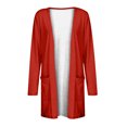 thumbnail image 4 of Pompotops Blouse Décontractée à Manches Longues pour Femme, Couleur Unie, avec Poche, Cardigan, Liquidation, 4 of 5