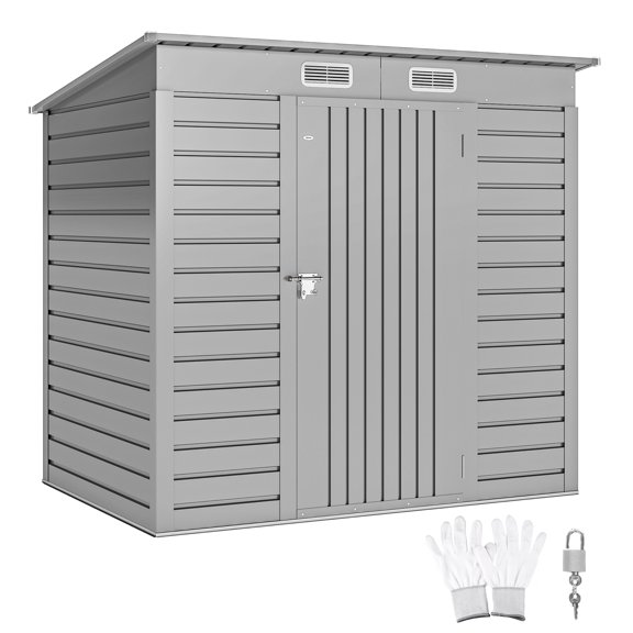 Outsunny Remise de Jardin en Métal 6 x 4 Pi avec 2 Évents, Gris Pâle