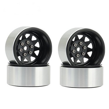 Graflsoa Universal RC Model Crawler 2.2" Aluminum Alloy Wheel Rims, 10-Hole Triangle Design, Black (Set of 4) for Enhanced Tire Support