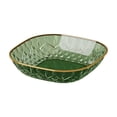 thumbnail image 2 of Luxury Gold-Rimmed Square Plastic Dinner Plates for Snacks, Fruit, and Candy - Food Safe, Stackable, Dishwasher Safe, 2 of 6