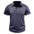thumbnail image 4 of Styesk T Shirts for Man Fashion Solid Color Leisure Versatile Motion Button T-shirt Lapel Top, 4 of 5