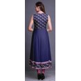 thumbnail image 4 of Bimba Robe Anarkali Bleu Marine à Fleurs, Col Mandarin, Sans Manches, Kurtis pour Femmes, Robe Maxi à Imprimé, Grande, 4 of 6