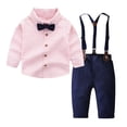 thumbnail image 2 of RXIRUCGD Ensemble de Mode pour Enfants à Rayures Chemise à Bretelles Pantalon Ensemble 2 Pcs Haut/chemise à Manches Longues à Col Rond ( Rose, Taille : 70 ), 2 of 4