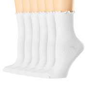 LckLvx Colorful Cute Ruffle Socks for Women 6 Pairs Breathable Casual Frilly Mid Calf Socks