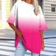 thumbnail image 2 of cfhntfmh Hauts Grande Taille pour Femmes Été Tunique Ample à Col Rond Blouse à Manches Courtes Basique Tendance T-Shirts Dégradés, 2 of 7