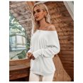 thumbnail image 4 of Chandail en Tricot à Épaules Dénudées à Manches Longues pour Femme, Coupe Ample, Uni, 4 of 6