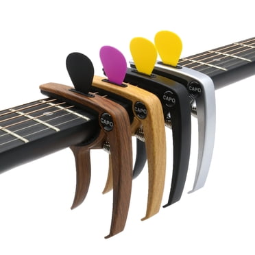 Likegreen Guitar Capo 3in1 Metal Capo with Pick Holder and 2Picks Clip Clamp,Ukulele,Mandolin,Banjo,Guitar Accessories,Grainy