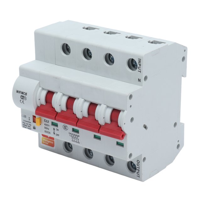 Circuit Breaker 4P Remote Switch 6000V Impulse Voltage Server for Home PA66 DSM Flame Retardant Shell