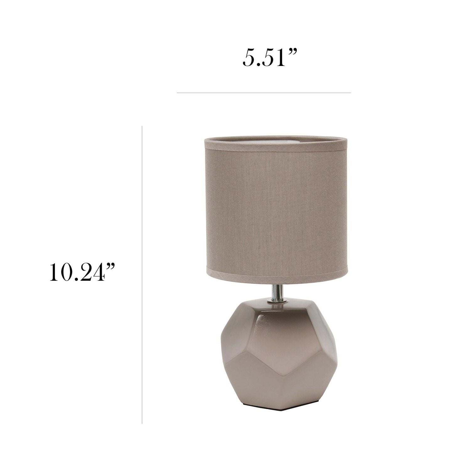 Simple Designs - Mini lampe de table à prisme rond avec abat-jour en tissu assorti