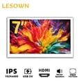 thumbnail image 1 of LESOWN White Small Monitor 7 inch HDMI 1024x600 IPS  LCD Second Screen Display with Speakers for Raspberry Pi Laptop PC, 1 of 13